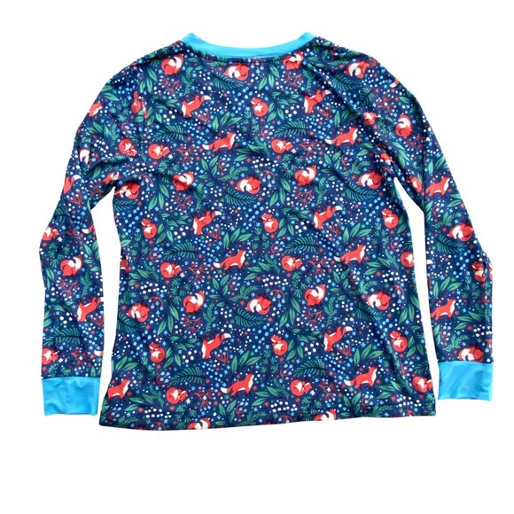 Duluth Trading Co Soft Jam Fox Pajama Set Sz L Blue Rust Lounge Sleep Soft - Picture 5 of 13